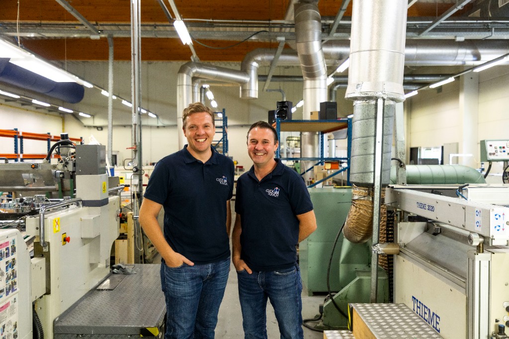 ClickTouch team at the production site in Gavere