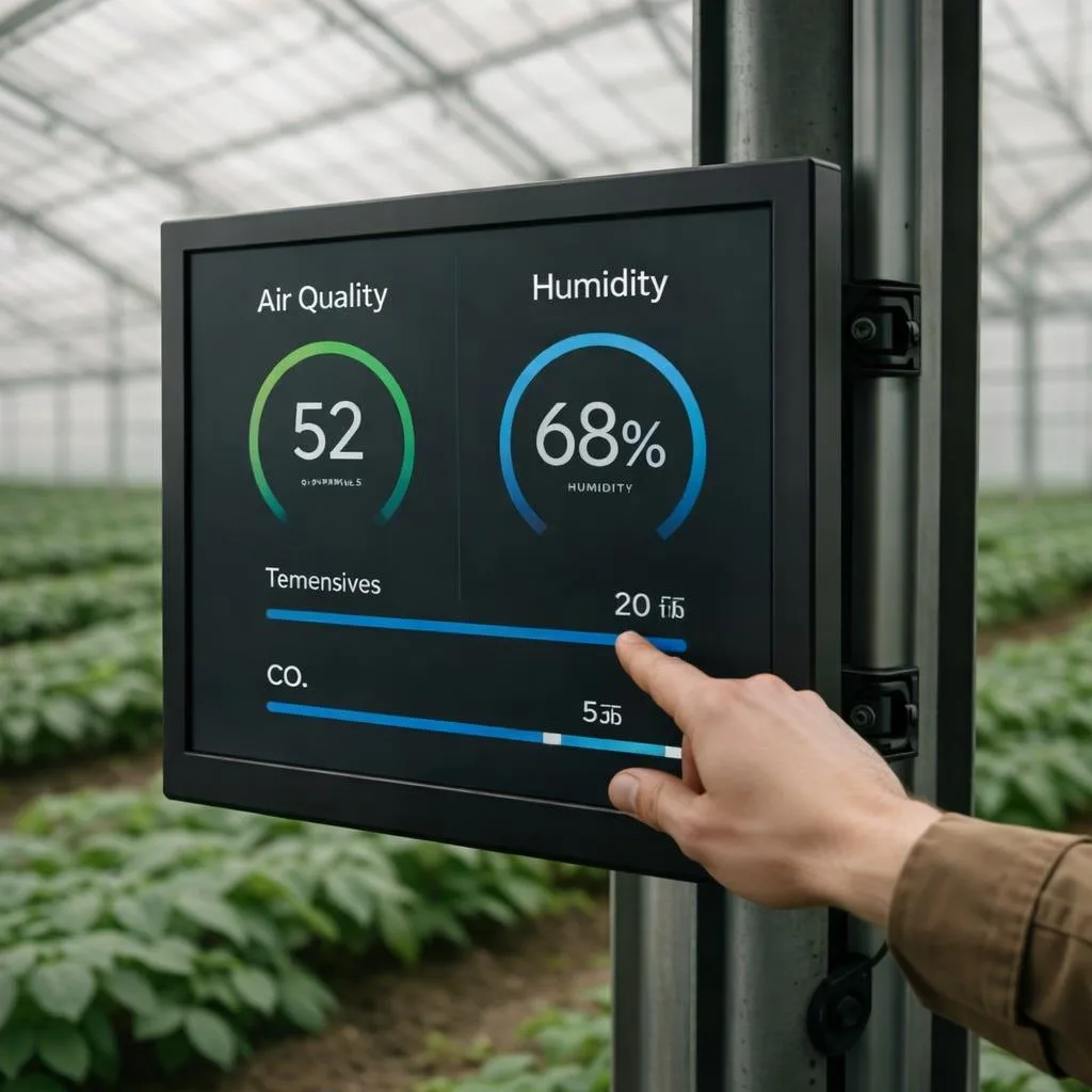Climate control HMI panel in a tomato greenhouse